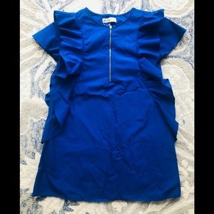 Girls Zara summer dress blue ruffles zipper sz 10